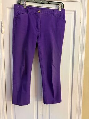 Chico's Purple So Slimming Stretch Pants with Gold Accent
